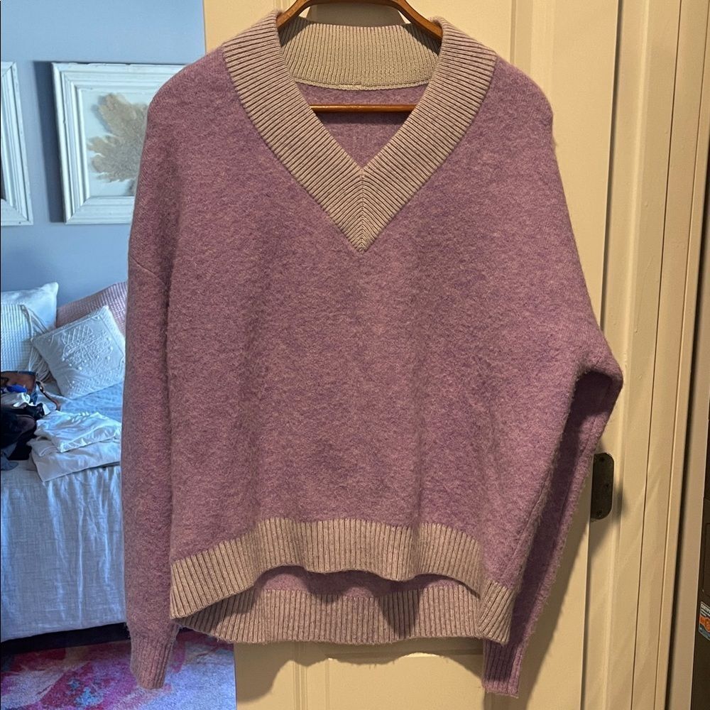 Women's V-Neck Purple Sweater